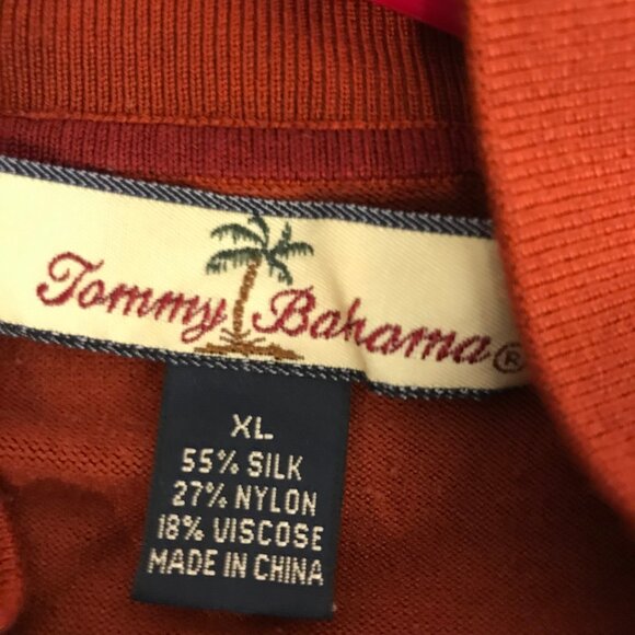 TOMMY BAHAMA BURNT ORANGE 1/4 ZIP SILK BLEND SHIRT SIZE XL - Picture 7 of 8